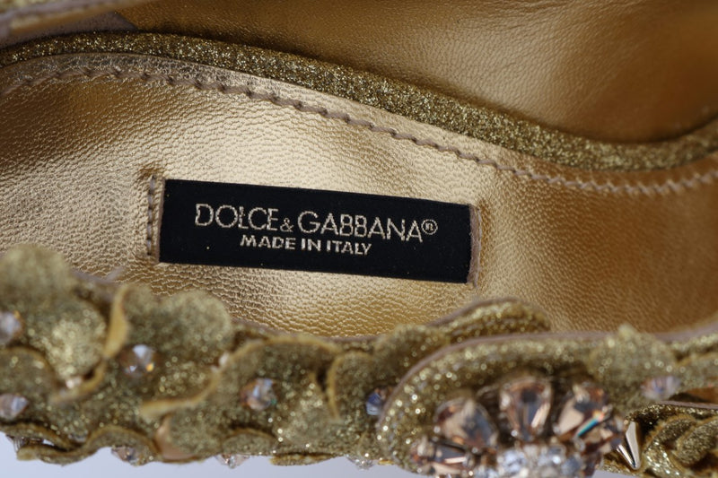 Gold Floral Crystal Embellished Pumps Dolce & Gabbana