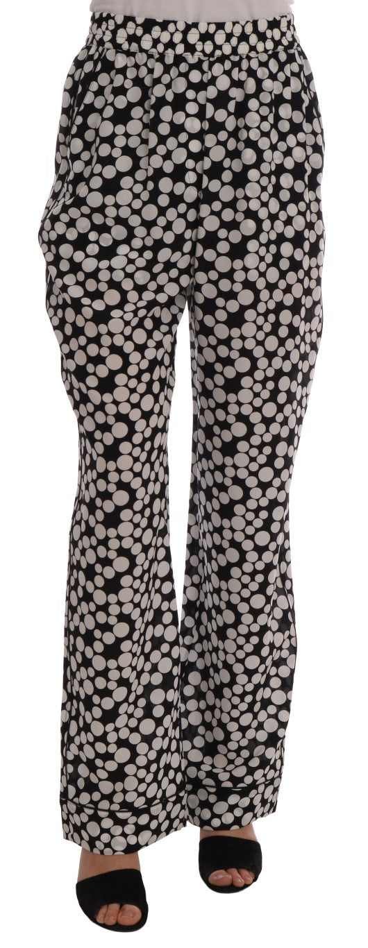 Elegant Polka Dot Silk High-Waist Pants Dolce & Gabbana