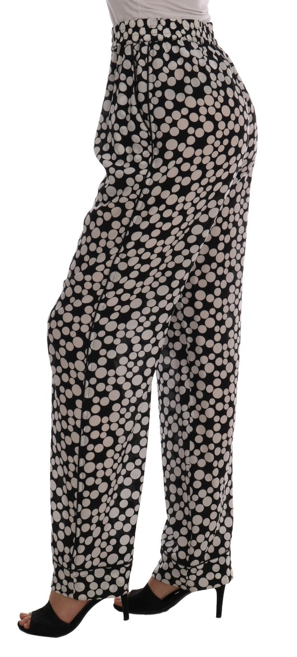 Elegant Polka Dot Silk High-Waist Pants Dolce & Gabbana