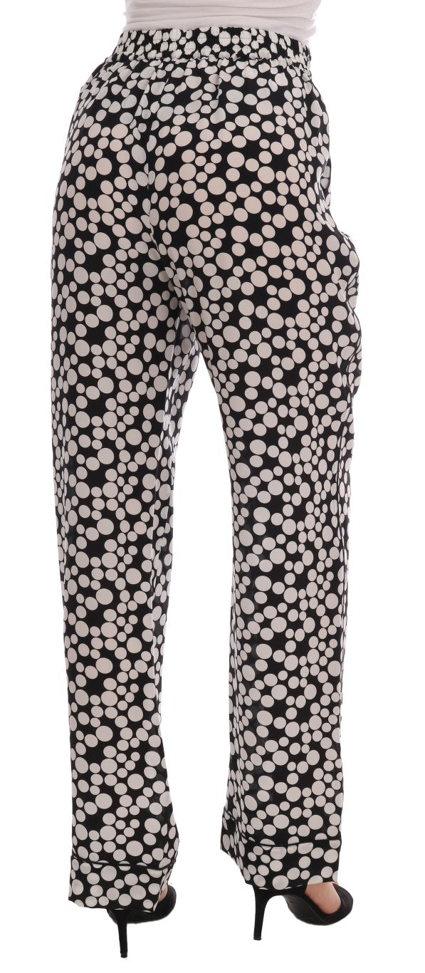 Elegant Polka Dot Silk High-Waist Pants Dolce & Gabbana