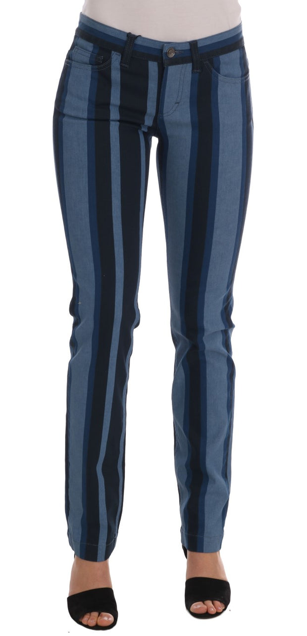 Chic Blue Striped Slim Fit Girly Jeans Dolce & Gabbana