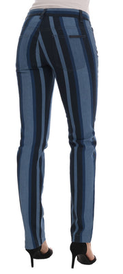 Chic Blue Striped Slim Fit Girly Jeans Dolce & Gabbana