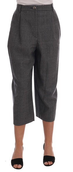 Elegant Gray Check Capri Wool Pants Dolce & Gabbana