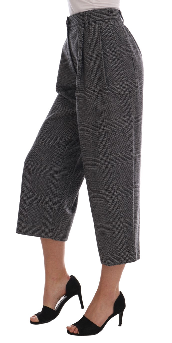 Elegant Gray Check Capri Wool Pants Dolce & Gabbana