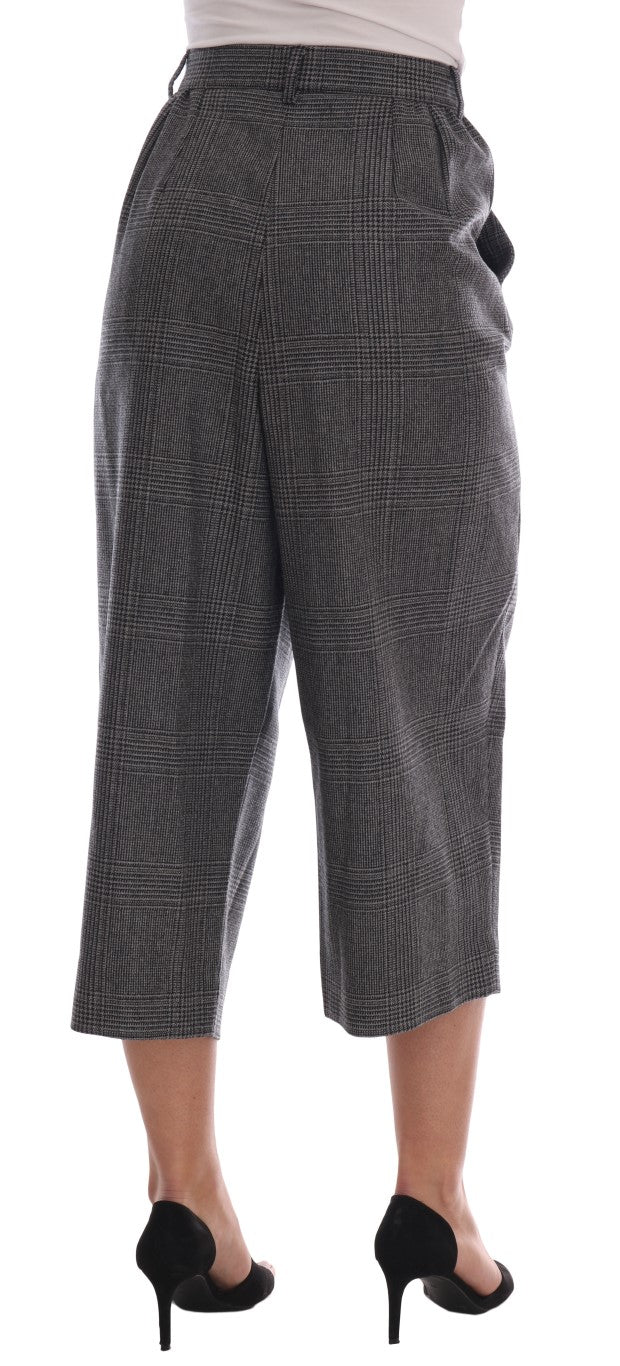 Elegant Gray Check Capri Wool Pants Dolce & Gabbana