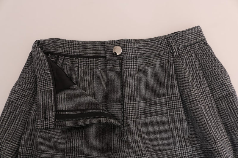 Elegant Gray Check Capri Wool Pants Dolce & Gabbana