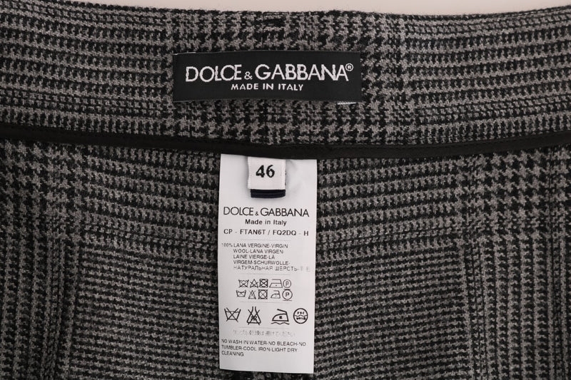 Elegant Gray Check Capri Wool Pants Dolce & Gabbana