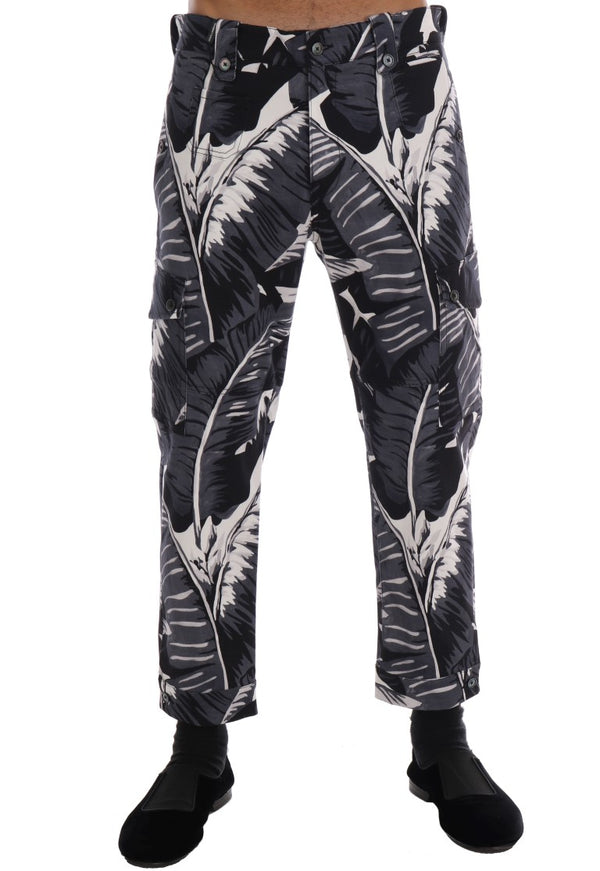 Elegant Capri Casual Pants in Banana Leaf Print Dolce & Gabbana