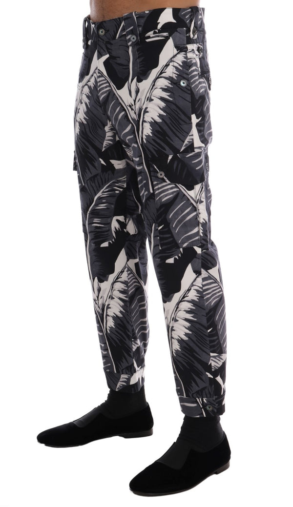 Elegant Capri Casual Pants in Banana Leaf Print Dolce & Gabbana