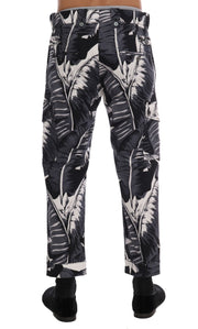 Elegant Capri Casual Pants in Banana Leaf Print Dolce & Gabbana