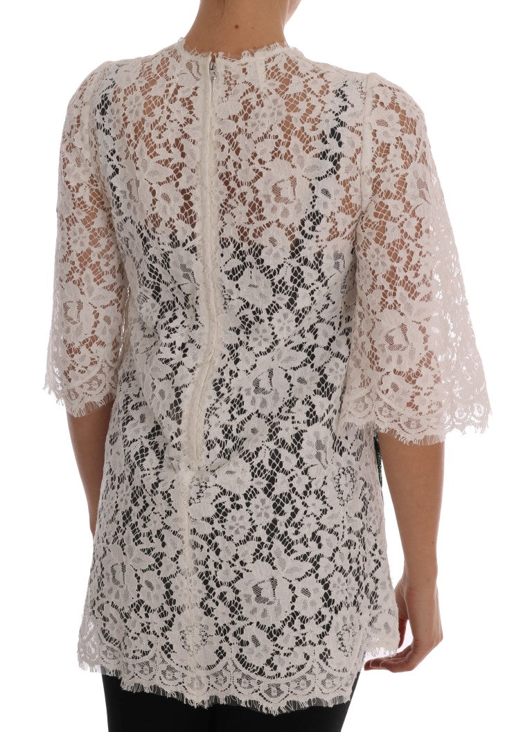 Elegant White Lace Embellished Mini Blouse Dolce & Gabbana