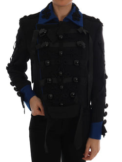 Chic Black & Blue Short Trench Jacket Dolce & Gabbana