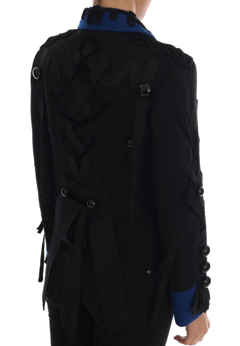 Chic Black & Blue Short Trench Jacket Dolce & Gabbana