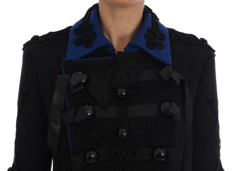 Chic Black & Blue Short Trench Jacket Dolce & Gabbana