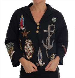 Enchanted Blue Crystal Embroidered Coat Dolce & Gabbana