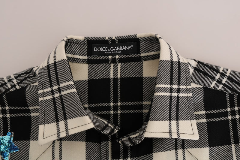 Enchanted Sequin Checkered Wool Shirt Dolce & Gabbana