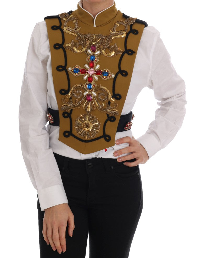 Runway Embellished Crystal Cross Vest Dolce & Gabbana