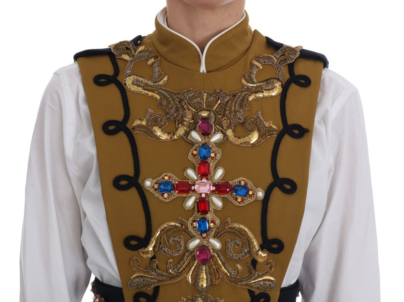 Runway Embellished Crystal Cross Vest Dolce & Gabbana