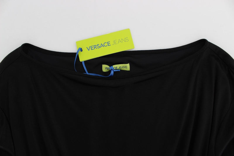 Elegant Black Silk Blend Shift Dress Versace Jeans