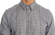 Elegant Gray Checkered Slim Fit Casual Shirt Dolce & Gabbana