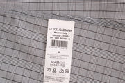 Elegant Gray Checkered Slim Fit Casual Shirt Dolce & Gabbana