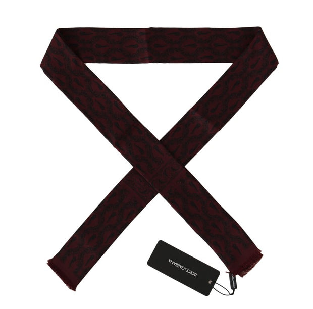 Silk Bordeaux Crown Chili Print Mens Scarf Dolce & Gabbana