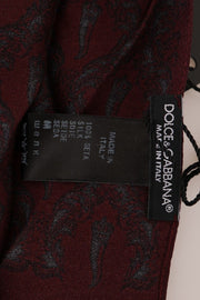 Silk Bordeaux Crown Chili Print Mens Scarf Dolce & Gabbana