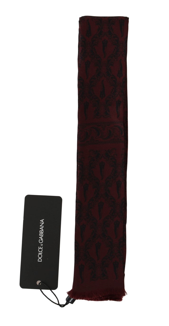 Silk Bordeaux Crown Chili Print Mens Scarf Dolce & Gabbana