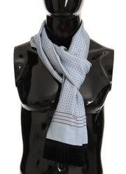 Elegant Blue Silk Polka Dot Men's Scarf Dolce & Gabbana