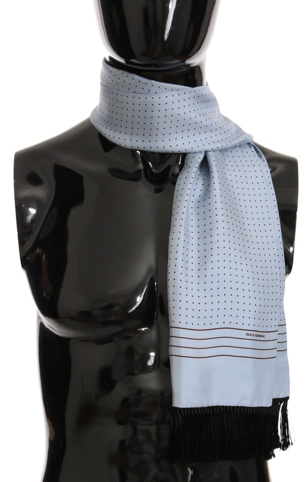 Elegant Blue Silk Polka Dot Men's Scarf Dolce & Gabbana