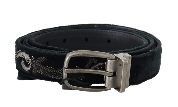 Elegant Black Cotton-Leather Men's Belt Dolce & Gabbana