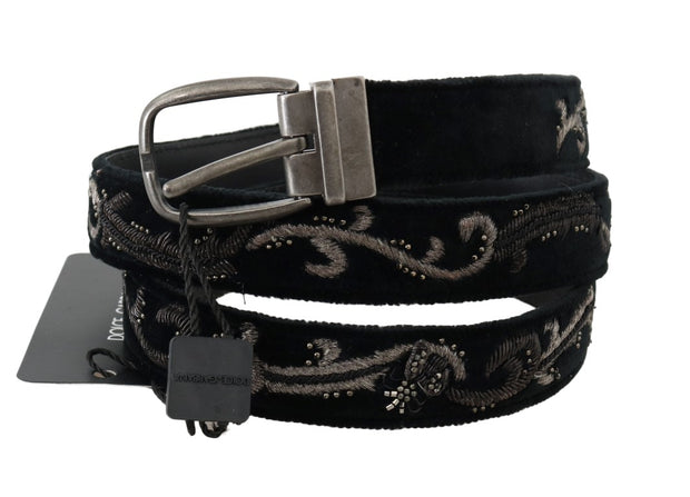 Elegant Black Cotton-Leather Men's Belt Dolce & Gabbana