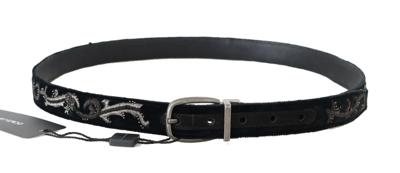 Elegant Black Cotton-Leather Men's Belt Dolce & Gabbana