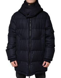 Black Nylon Hooded Puffer Men Coat Jacket Dolce & Gabbana