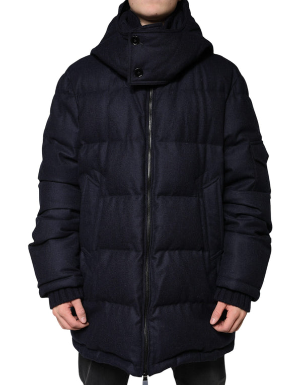 Black Nylon Hooded Puffer Men Coat Jacket Dolce & Gabbana