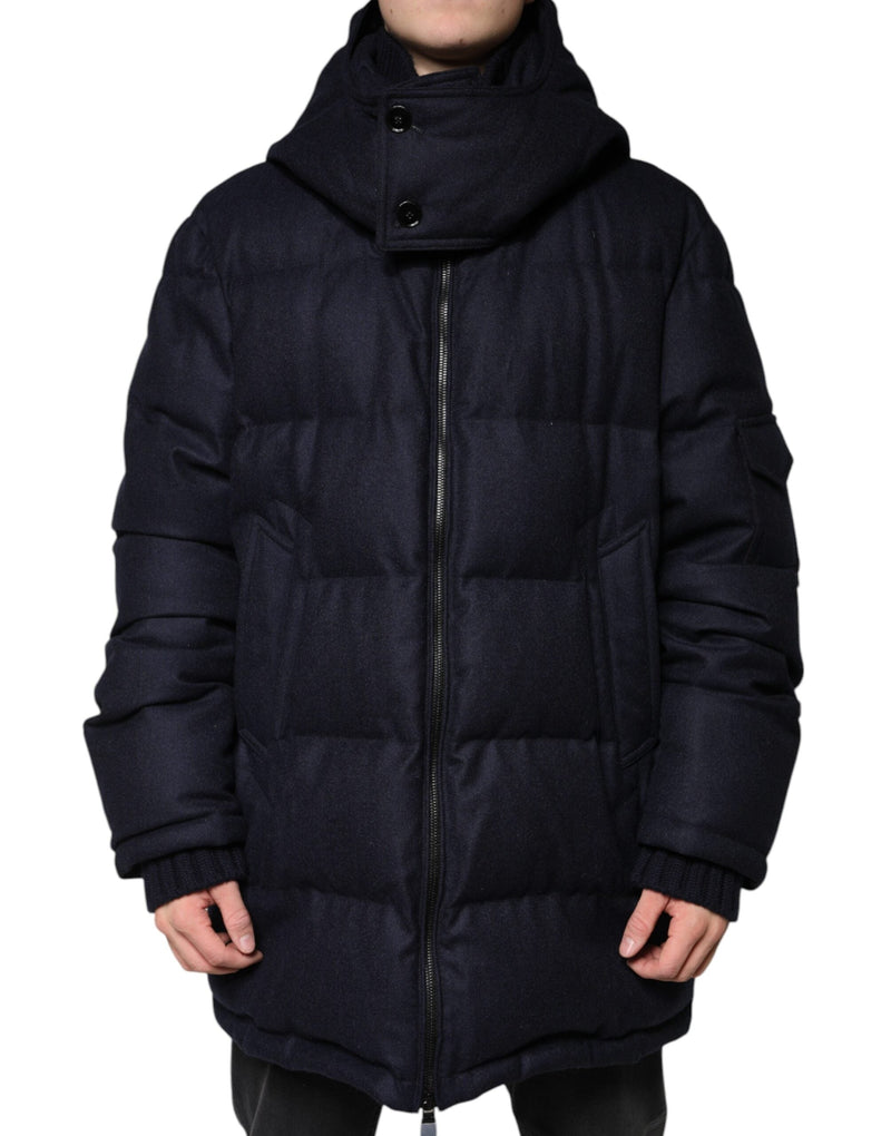 Black Nylon Hooded Puffer Men Coat Jacket Dolce & Gabbana