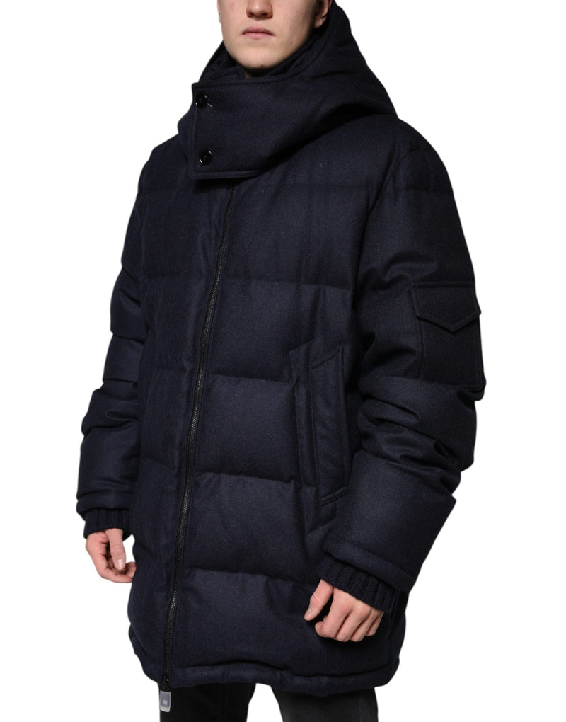 Black Nylon Hooded Puffer Men Coat Jacket Dolce & Gabbana