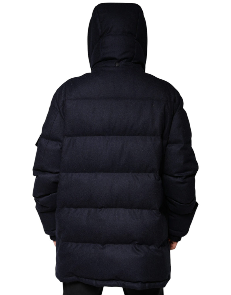 Black Nylon Hooded Puffer Men Coat Jacket Dolce & Gabbana