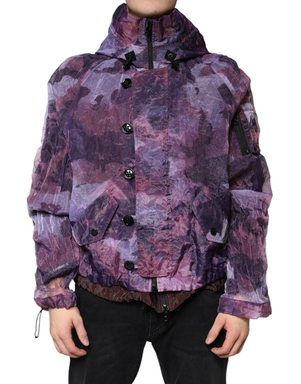 Purple Camouflage Hooded Men Blouson Jacket Dolce & Gabbana
