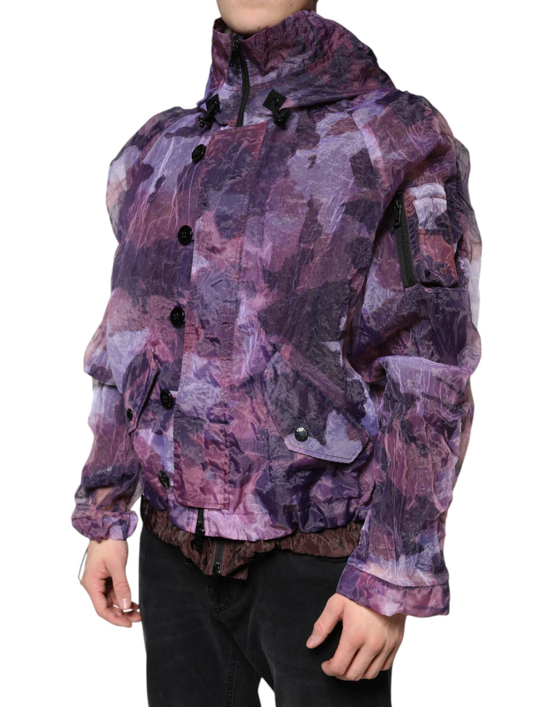 Purple Camouflage Hooded Men Blouson Jacket Dolce & Gabbana