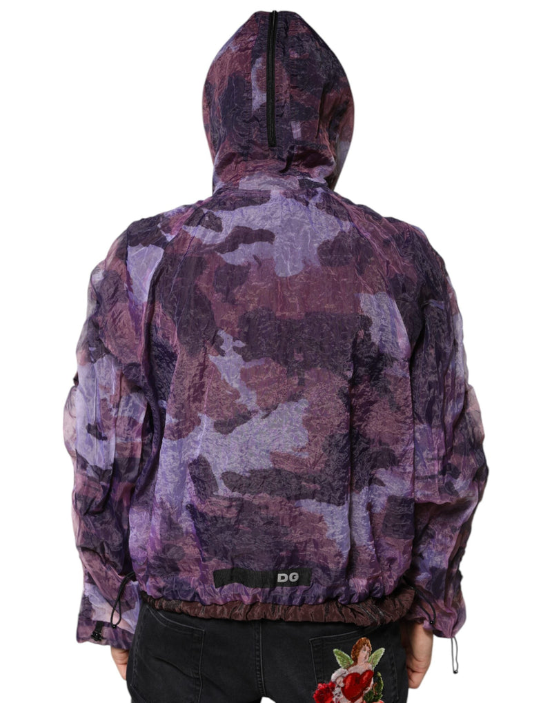 Purple Camouflage Hooded Men Blouson Jacket Dolce & Gabbana
