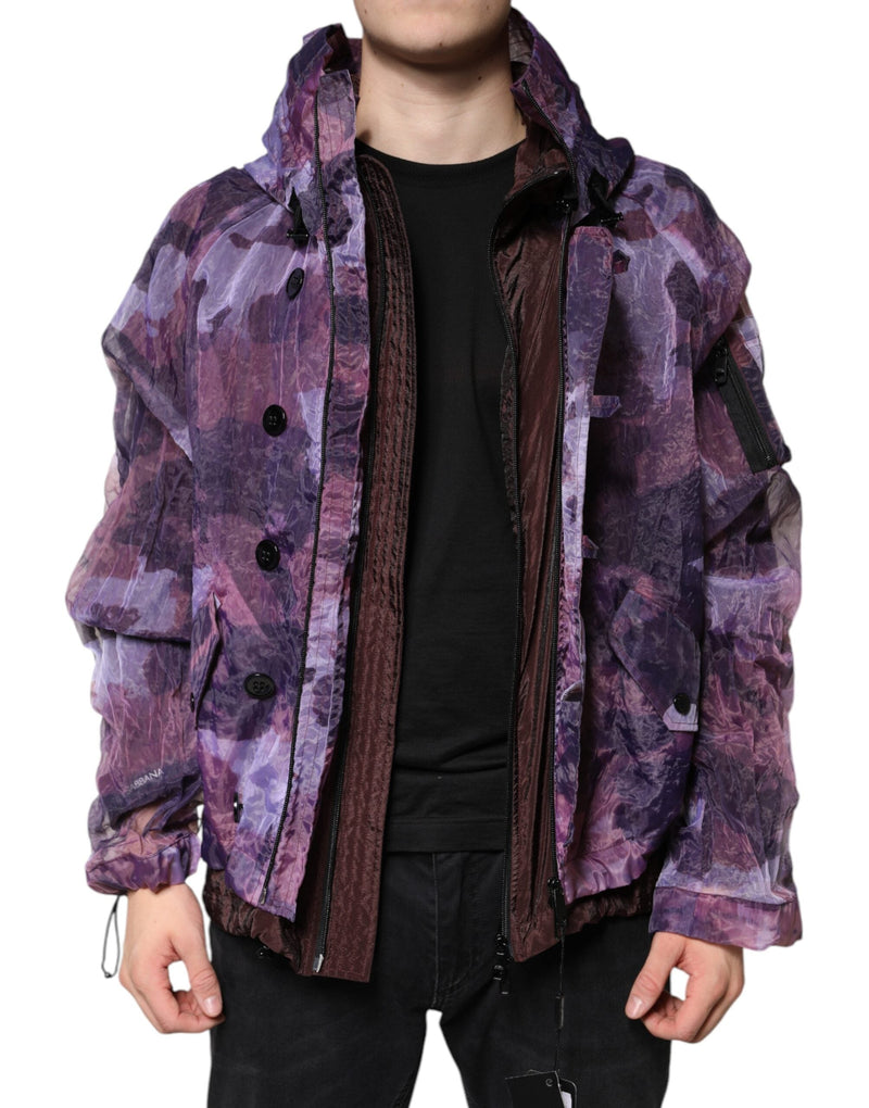 Purple Camouflage Hooded Men Blouson Jacket Dolce & Gabbana
