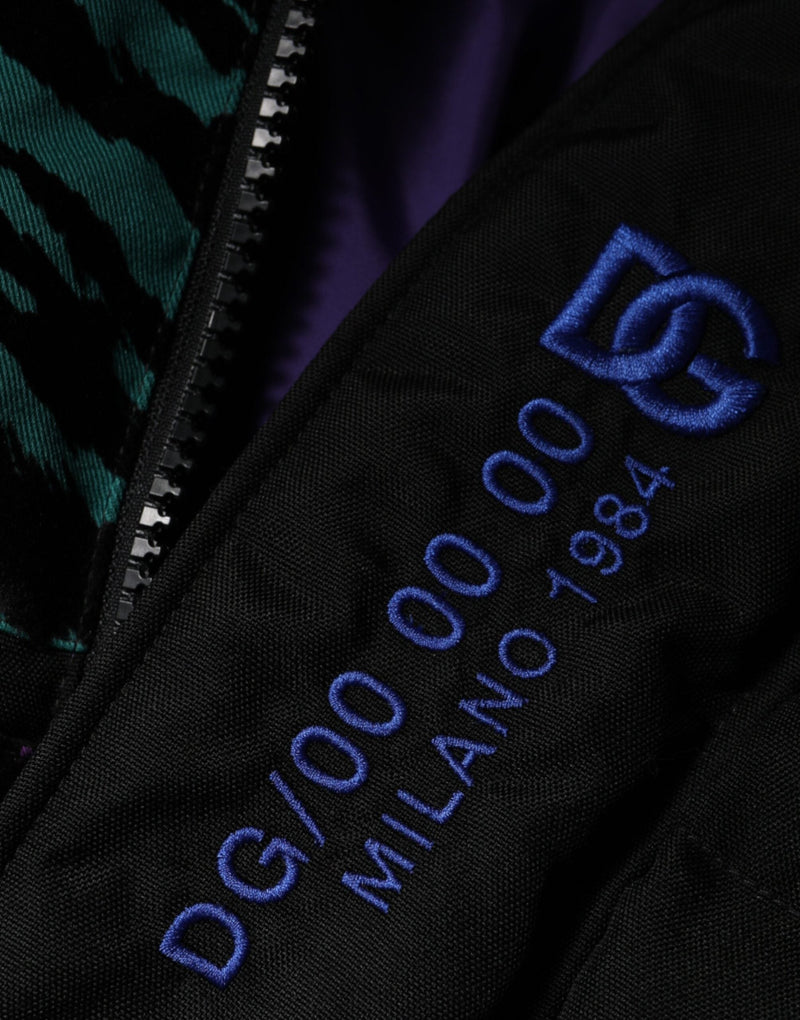 Black Nylon Puffer Men Full Zip Jacket Dolce & Gabbana