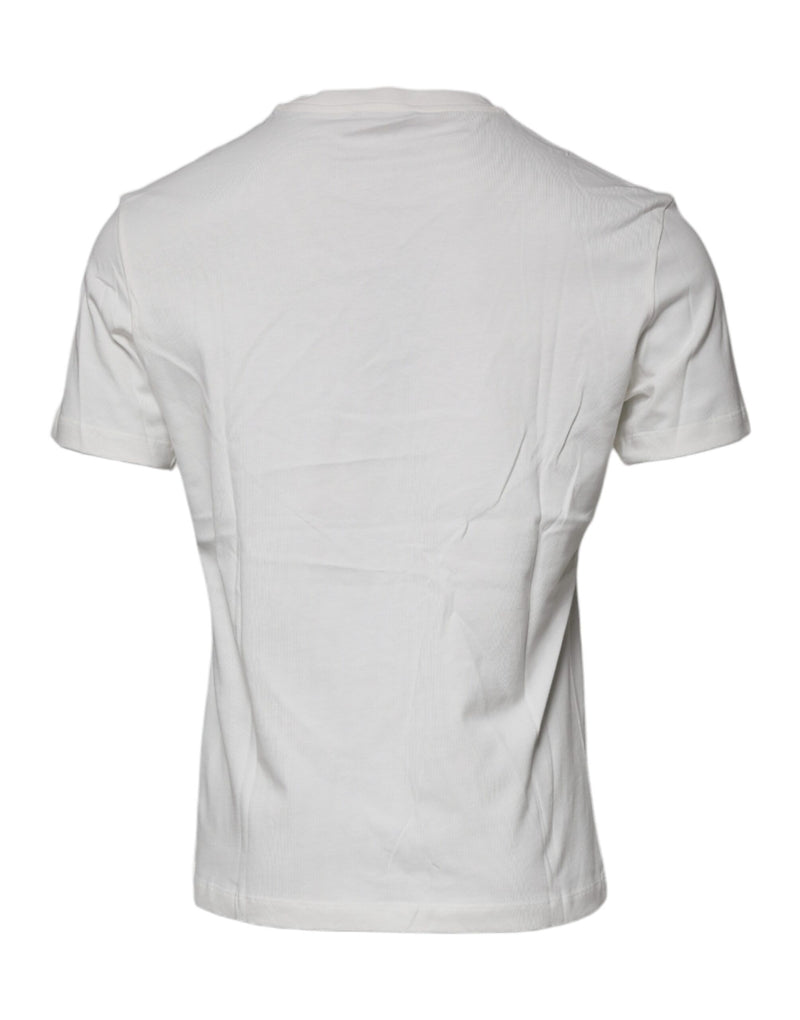 White Medusa Print Cotton Crew Neck T-shirt Versace