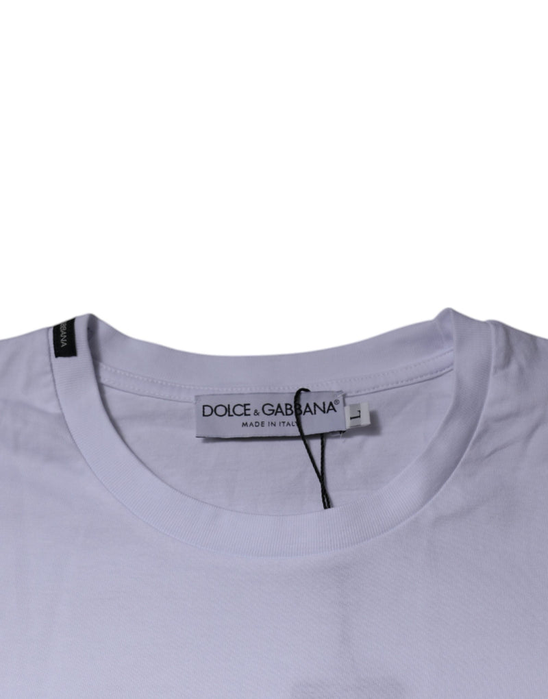 White Red Leopard Cotton Crew Neck T-shirt Dolce & Gabbana