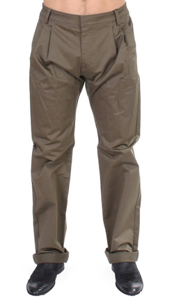 Elegant Green Comfort Straight Fit Pants GF Ferre