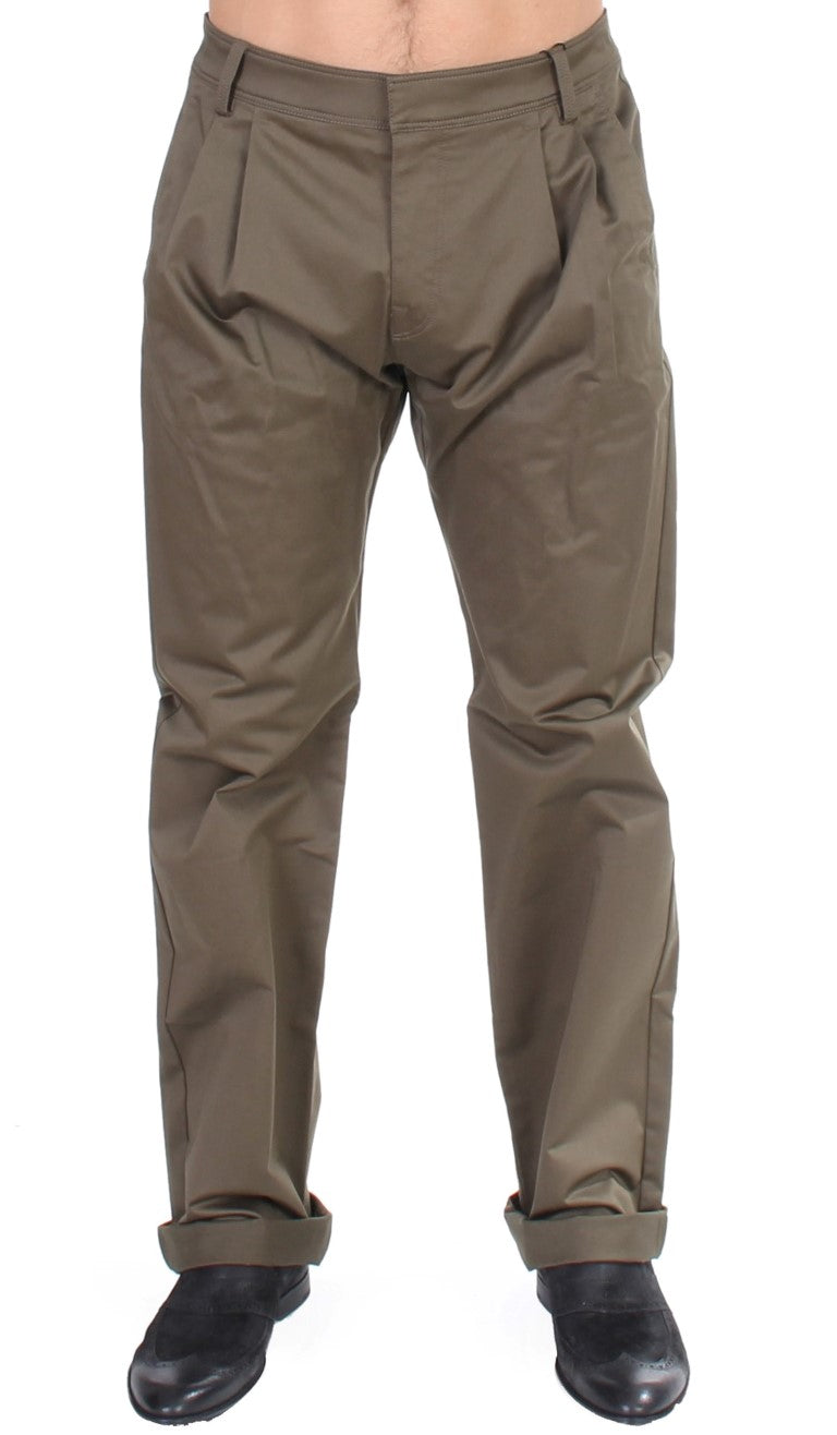 Elegant Green Comfort Straight Fit Pants GF Ferre