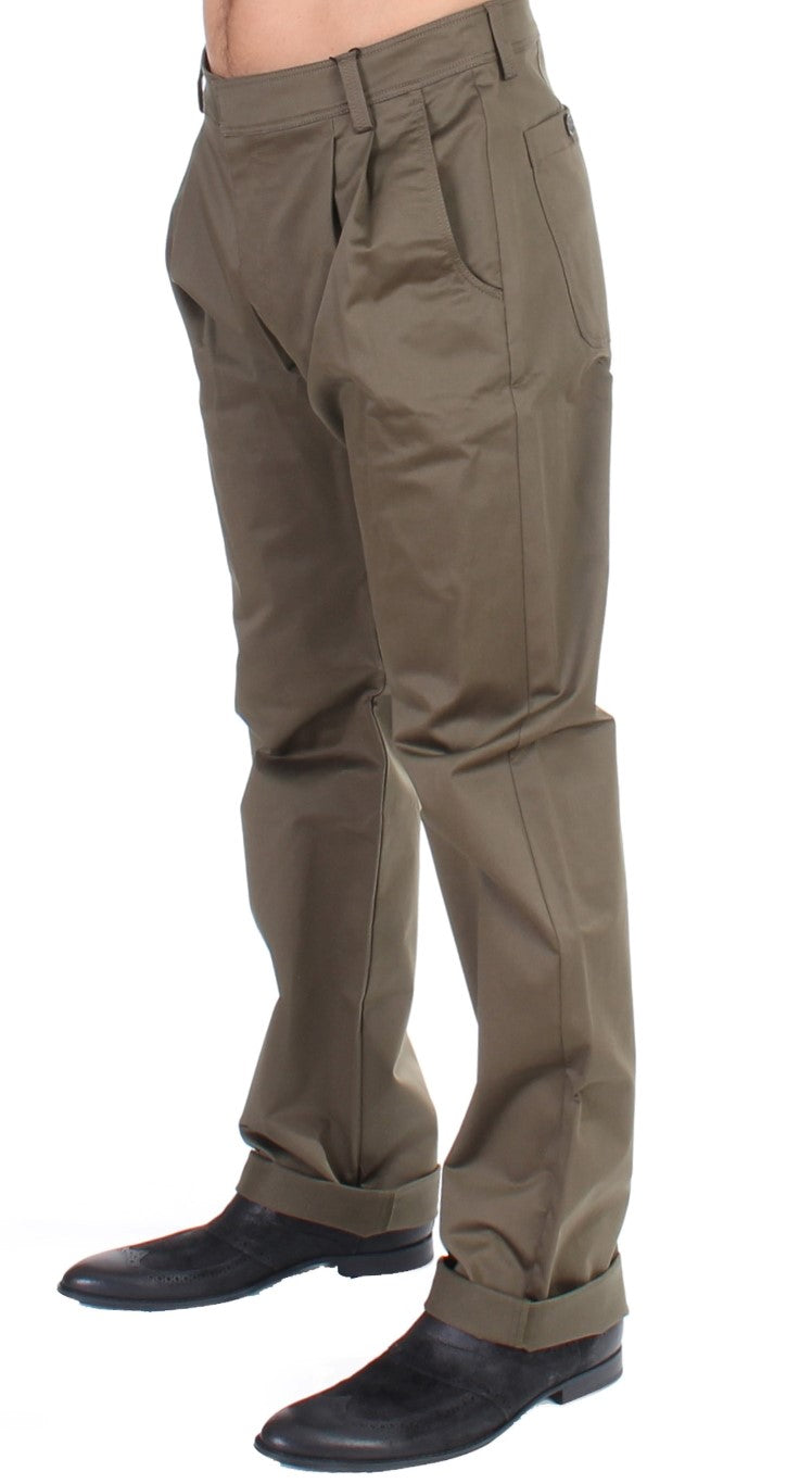 Elegant Green Comfort Straight Fit Pants GF Ferre
