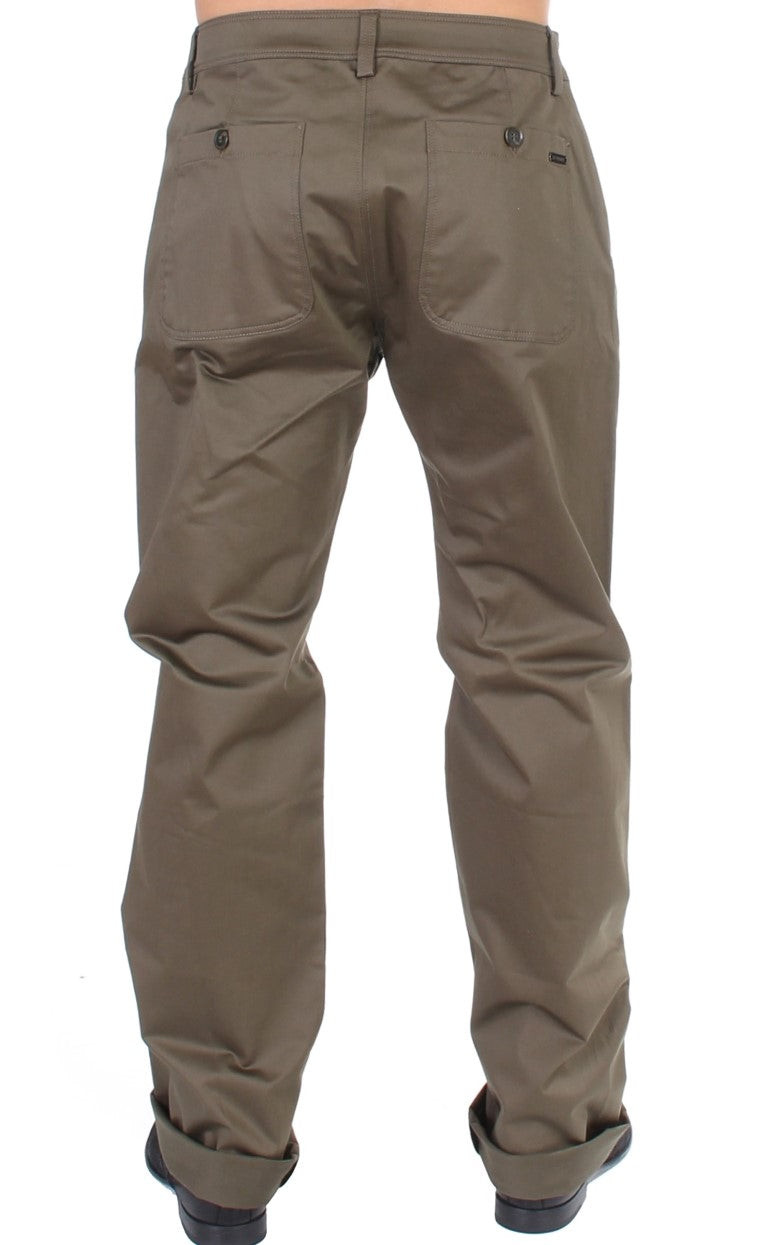 Elegant Green Comfort Straight Fit Pants GF Ferre