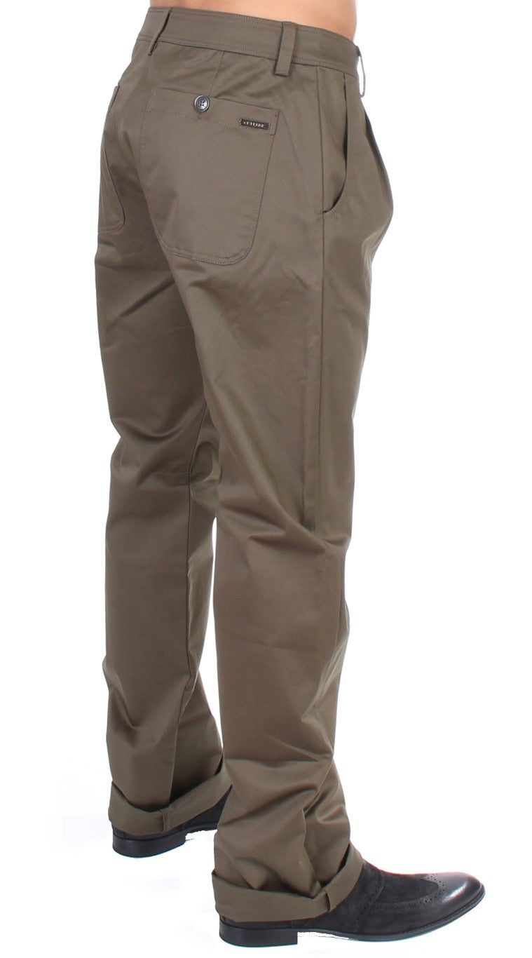 Elegant Green Comfort Straight Fit Pants GF Ferre